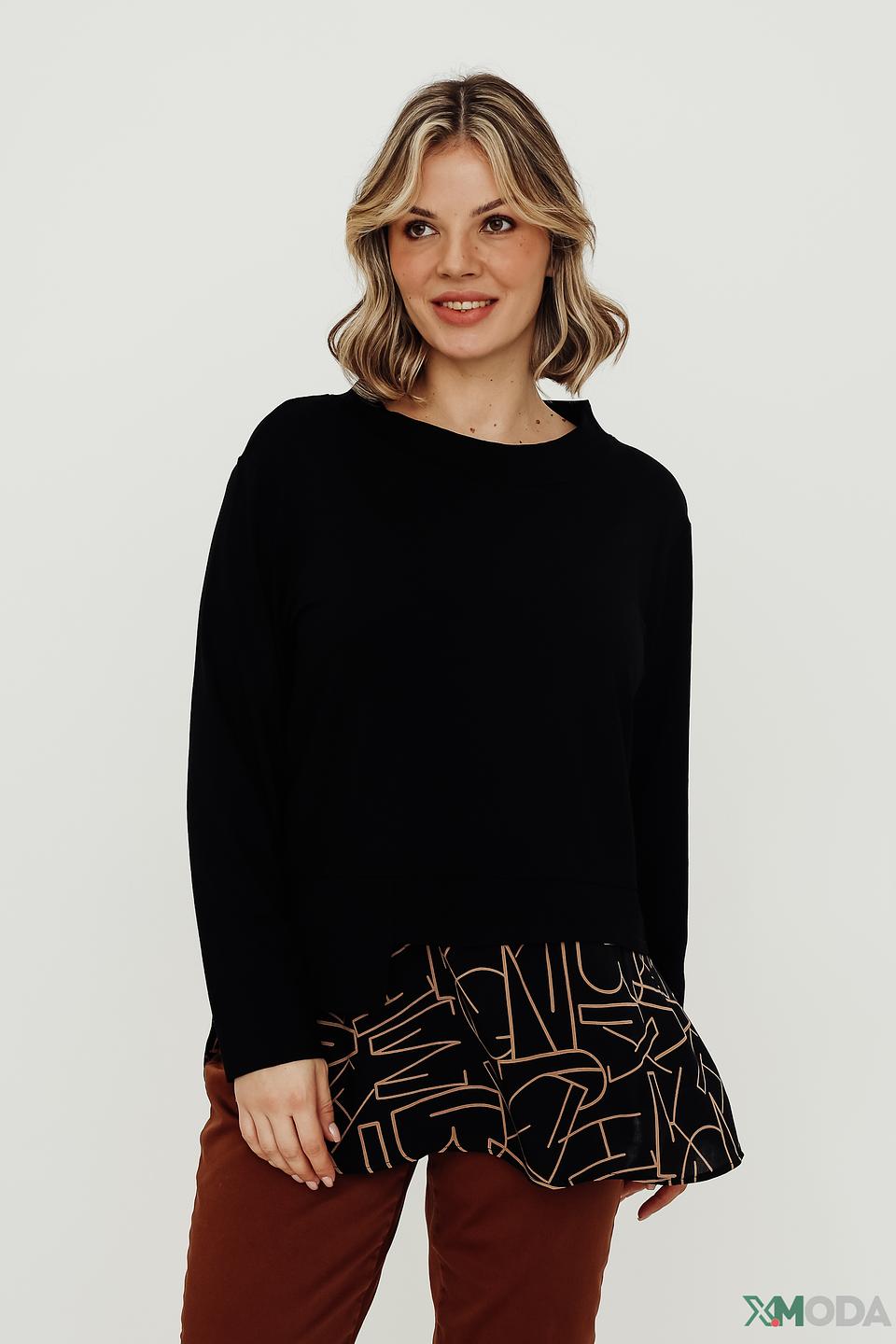 Блуза Doris Streich с принтом чёрная