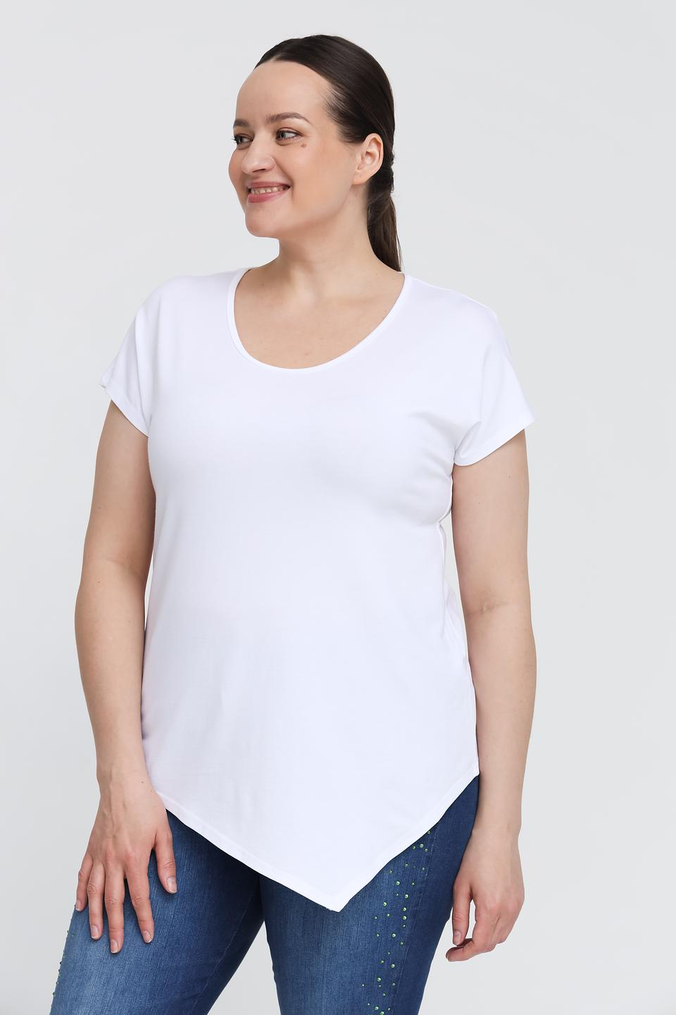 Футболка Doris Streich асимметричный низ, белый