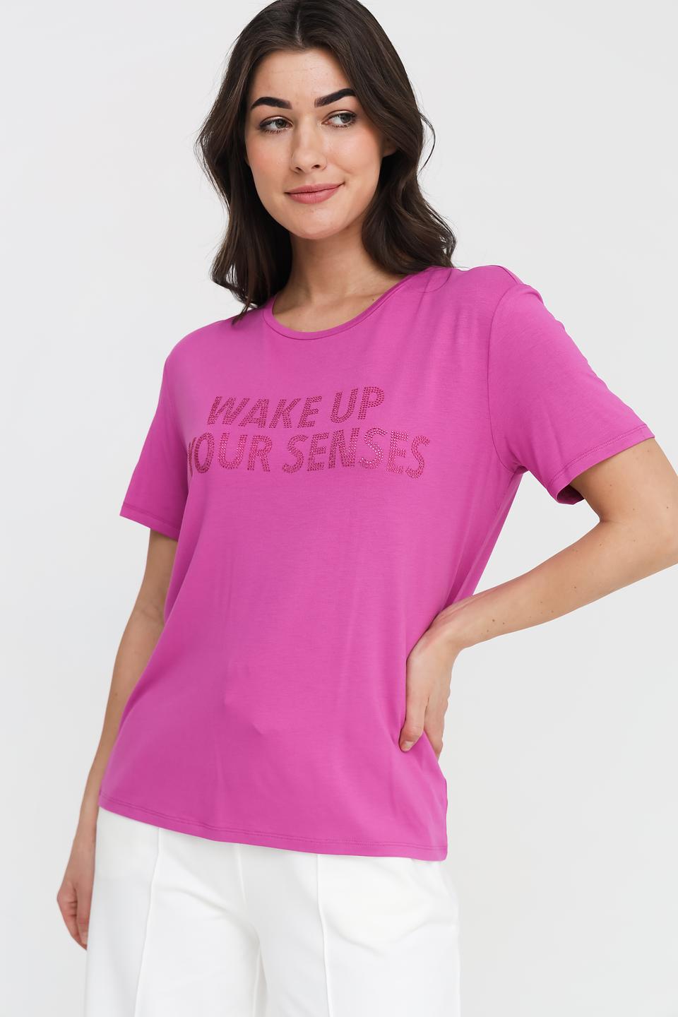 Футболка Patrizia Pepe фуксия с принтом