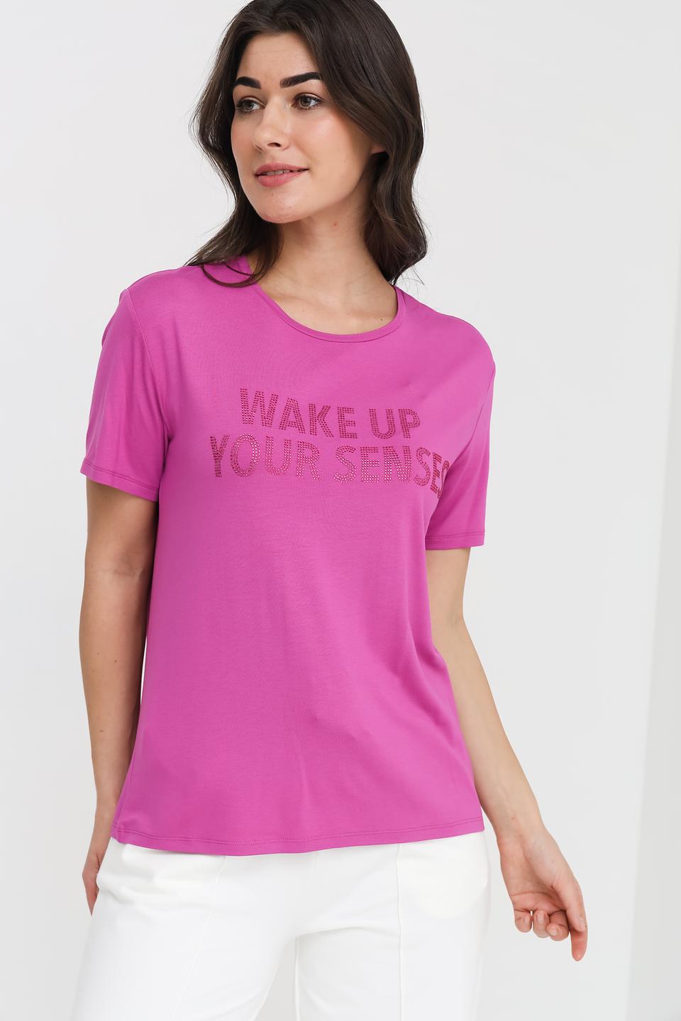 Футболка Patrizia Pepe фуксия с принтом