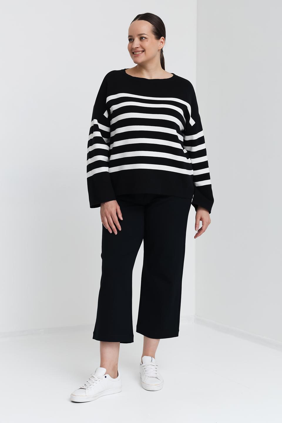 Пуловер Samoon в полоску чёрный