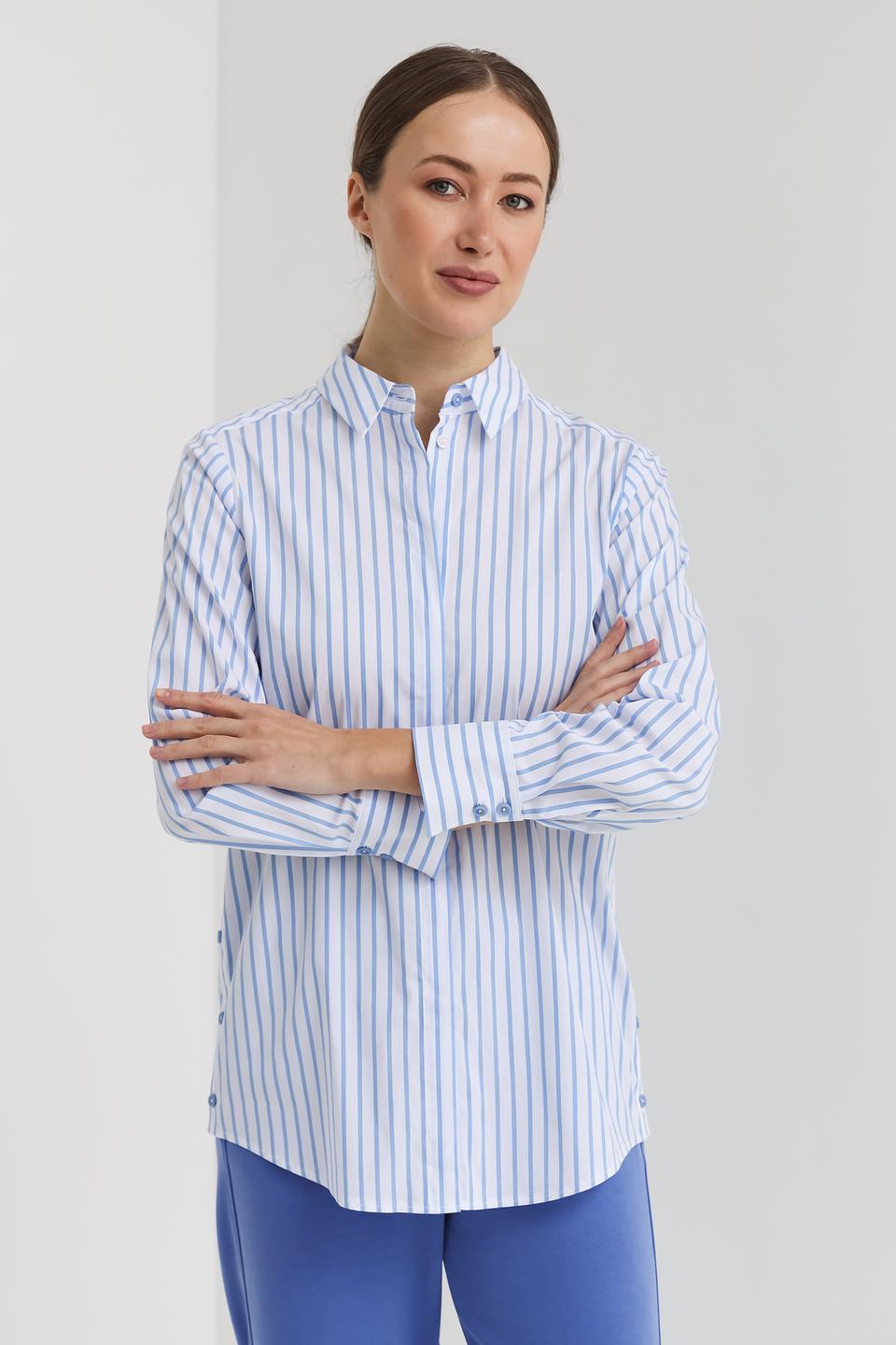 Рубашка Bianca в полоску голубую