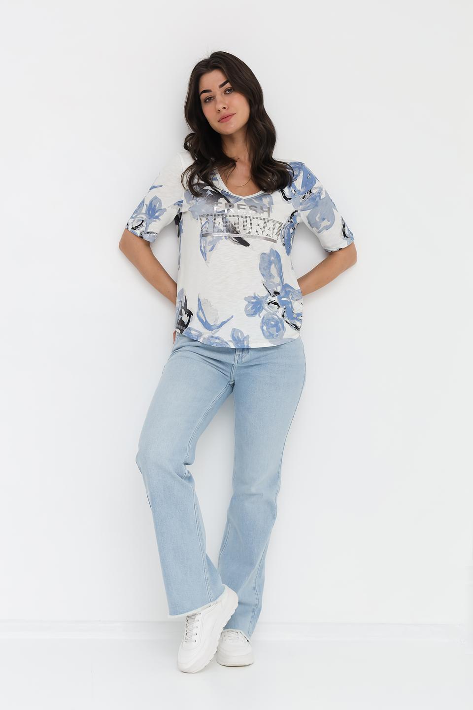 Футболка Monari с цветами и стразами