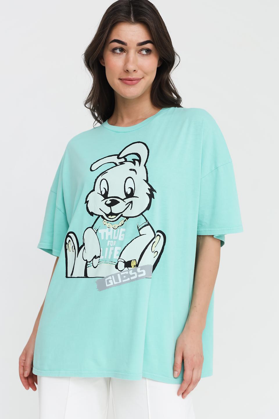 Футболка Guess жен. с принтом мятная