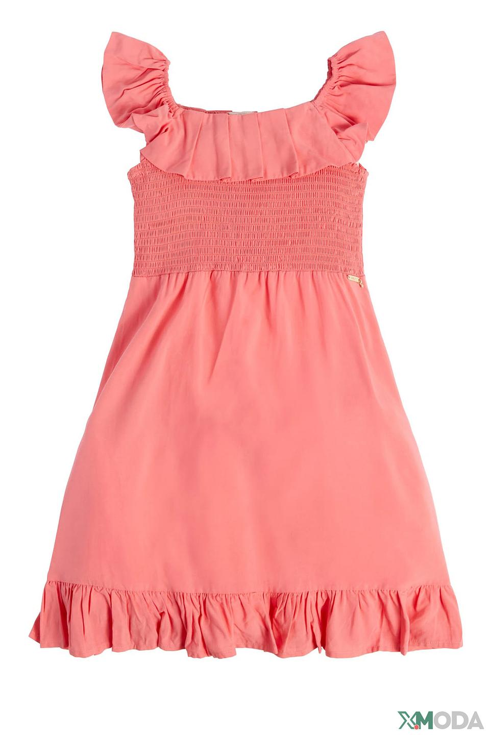 Платье Guess коралловое с рюшами
