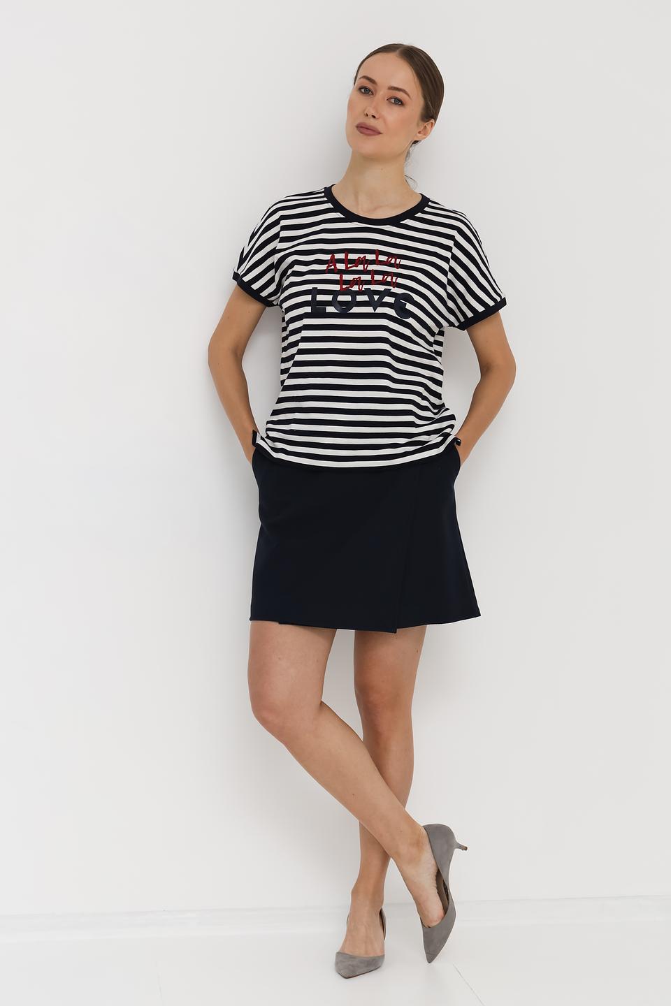 Футболка Margittes в полоску с принтом