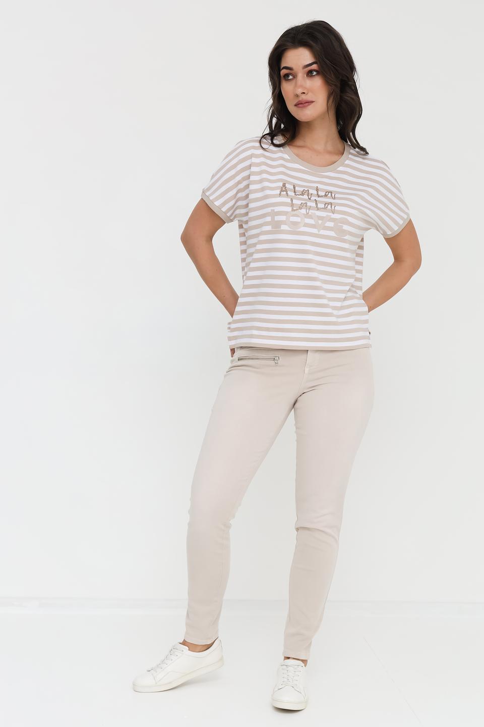 Футболка Margittes в полоску бежевая