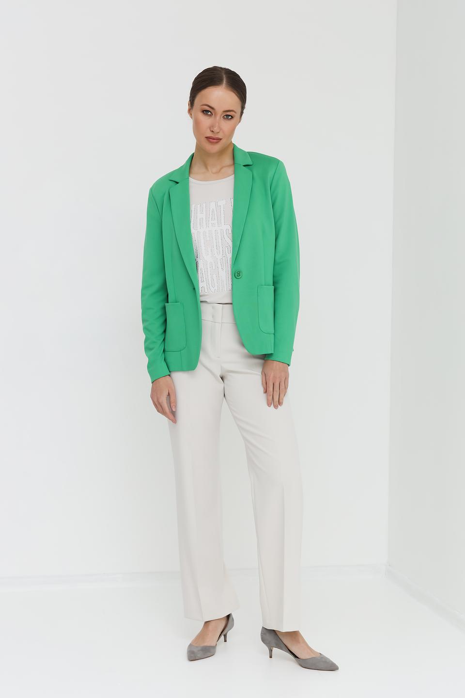 Жакет Bianca зелёный приталенный