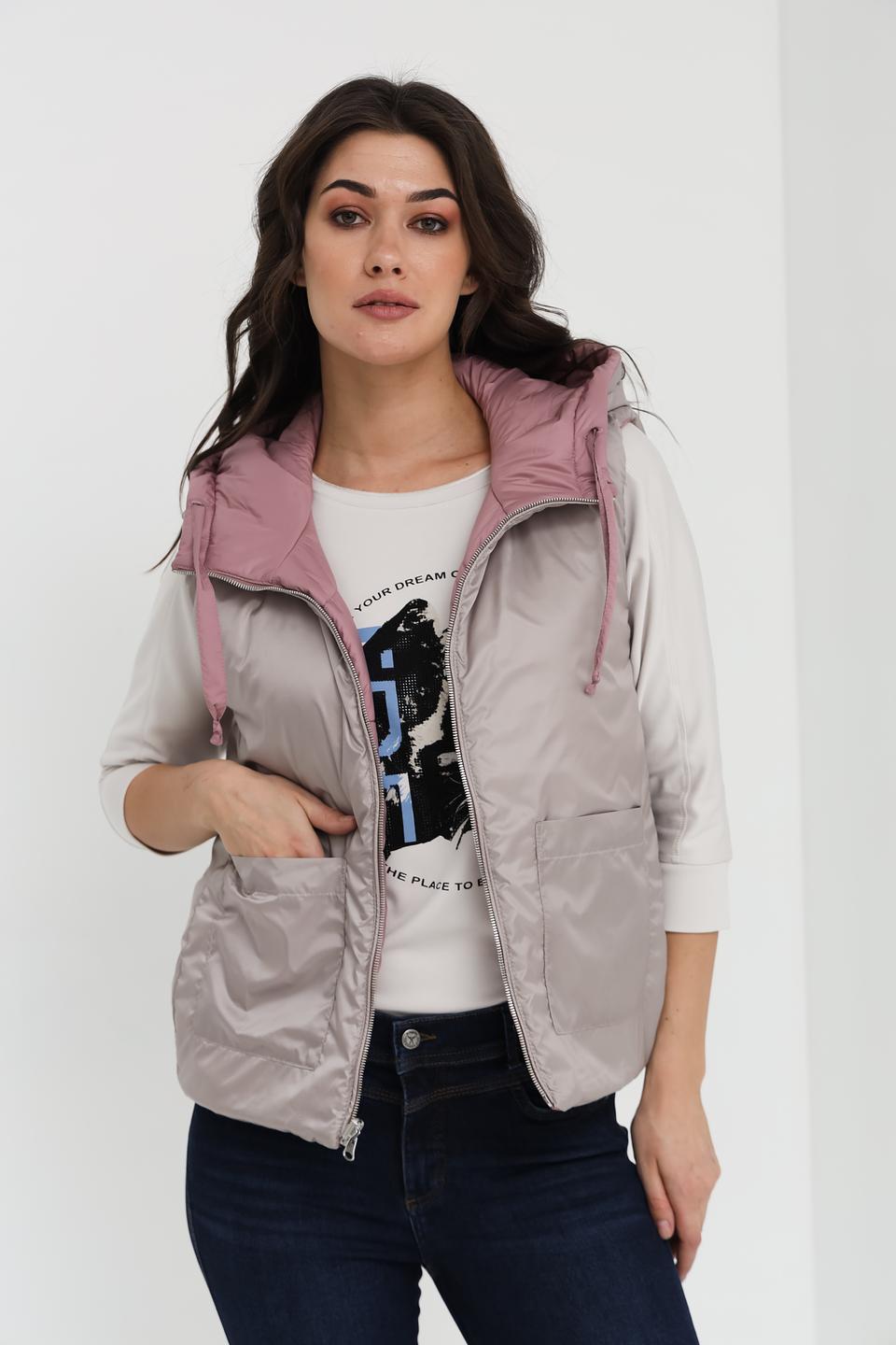 Жилет Cinque стеганый пудровый