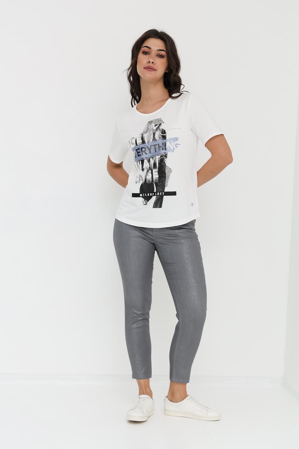 Джинсы Angels серые с эффектом металлик