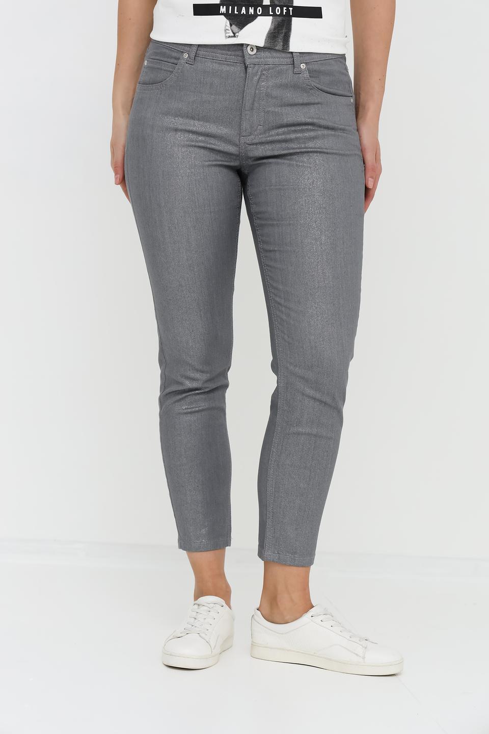 Джинсы Angels серые с эффектом металлик