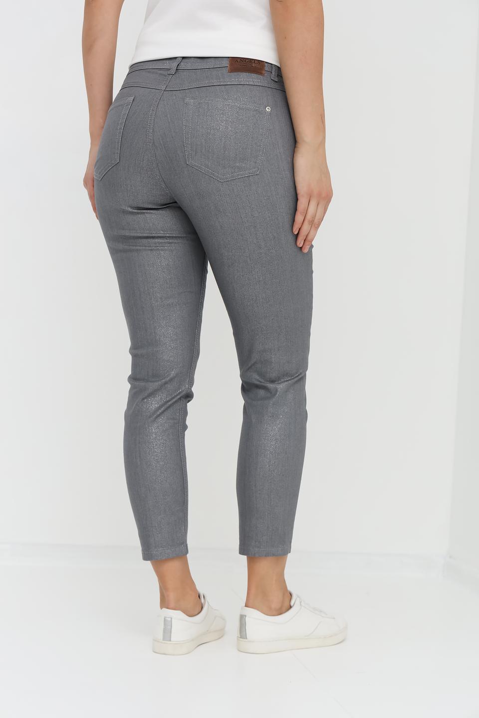 Джинсы Angels серые с эффектом металлик