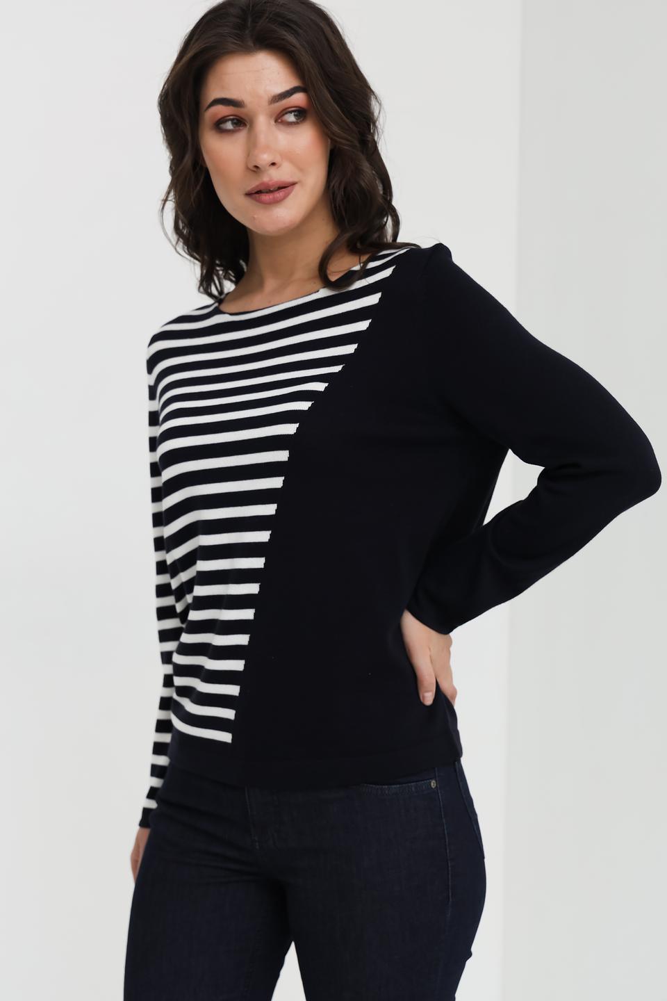 Пуловер Bianca в полоску чёрный