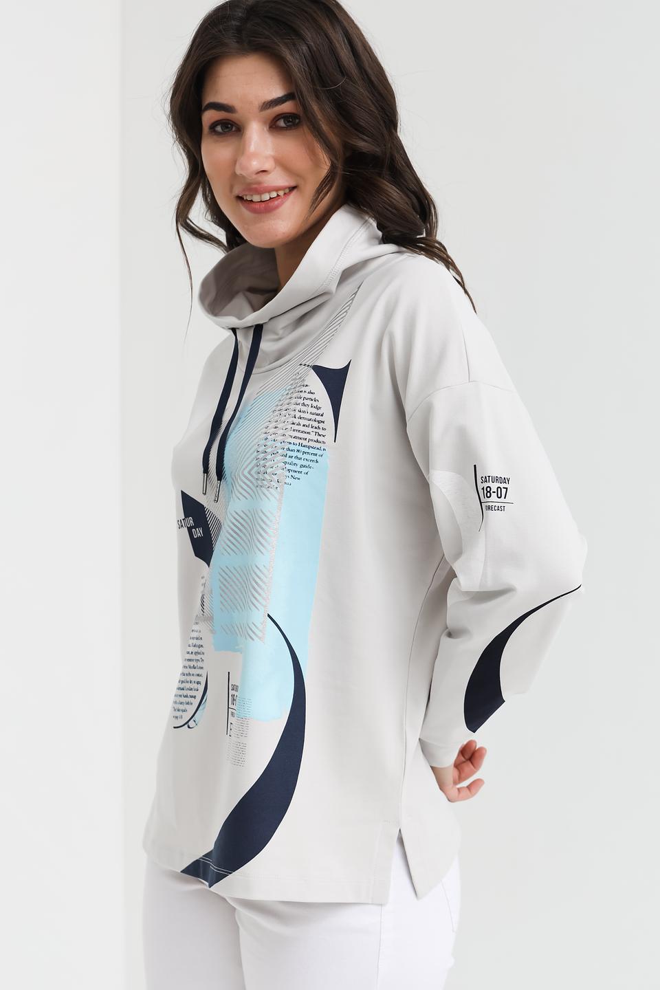 Толстовка Lecomte с принтом светло-серая