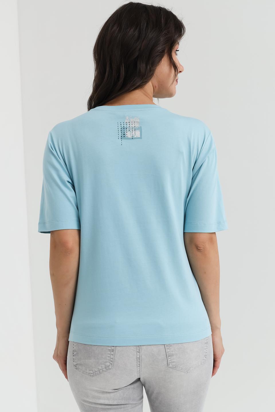 Футболка Lecomte с принтом голубая