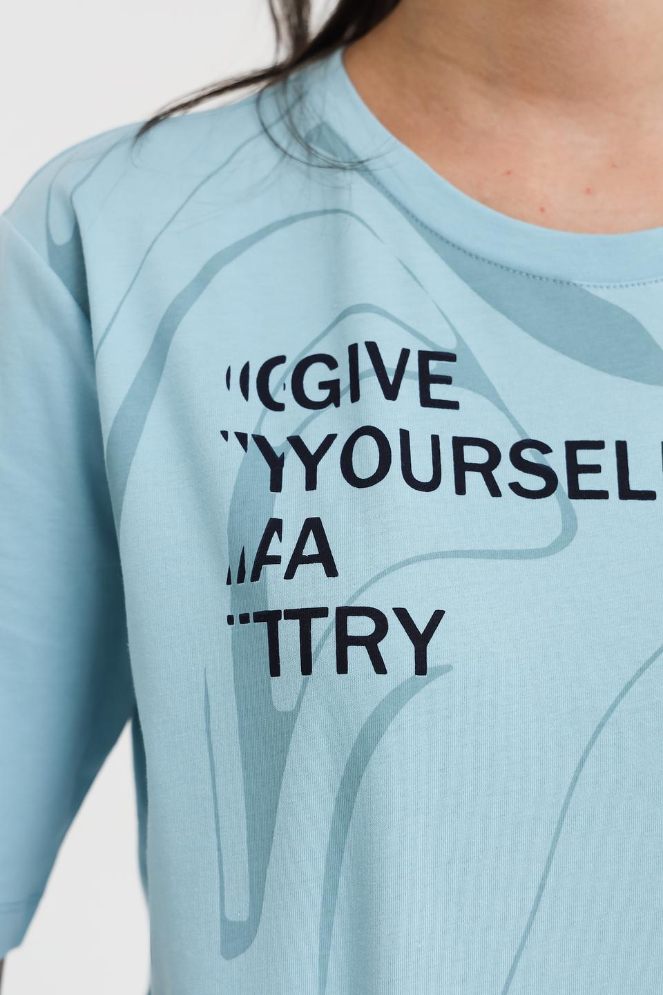 Футболка Lecomte с принтом голубая