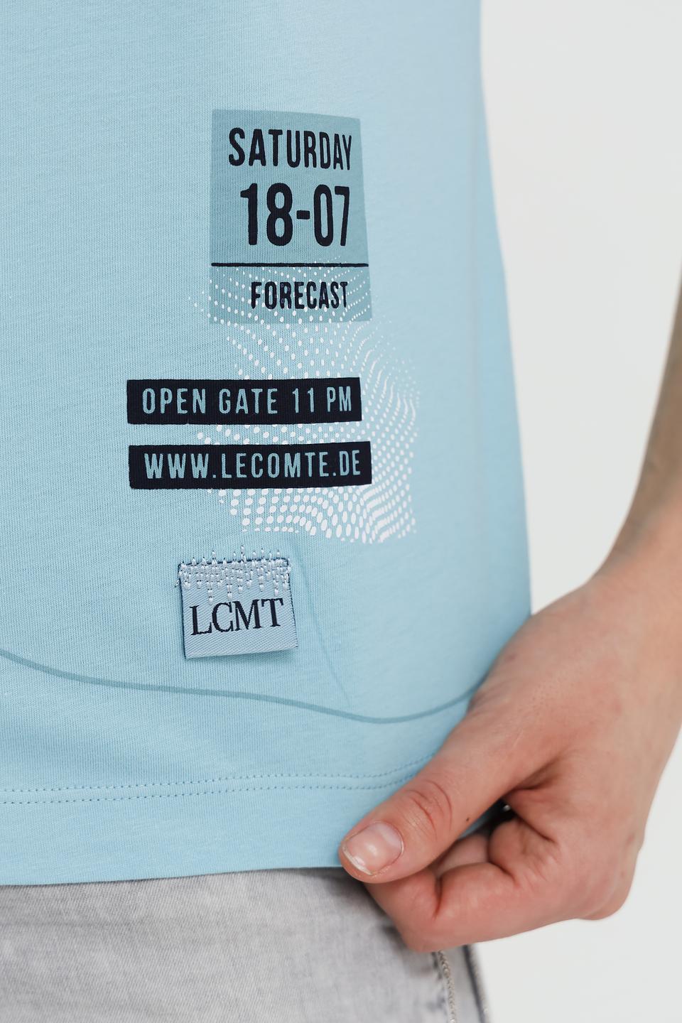 Футболка Lecomte с принтом голубая