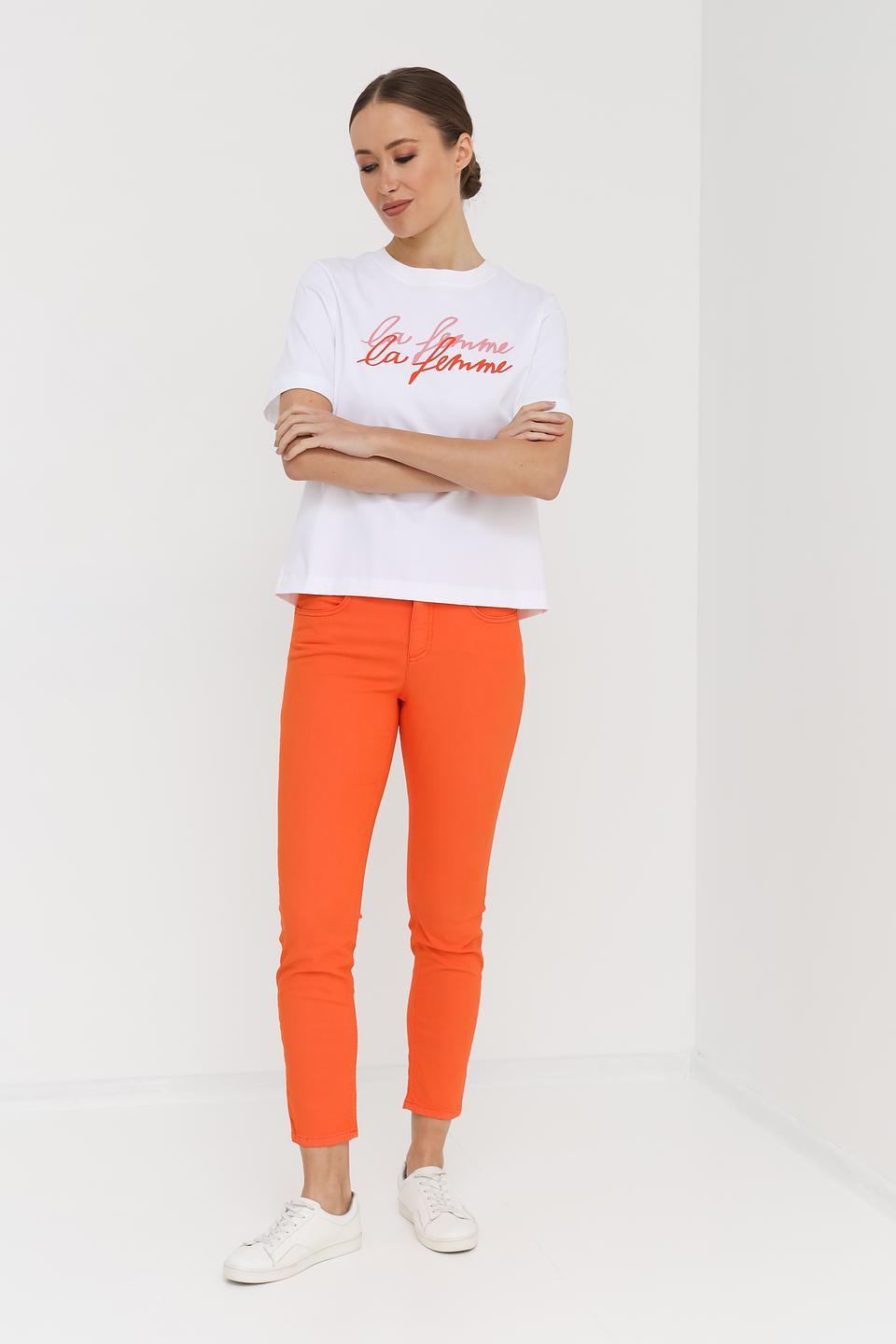 Джинсы скинни Oui оранжевые