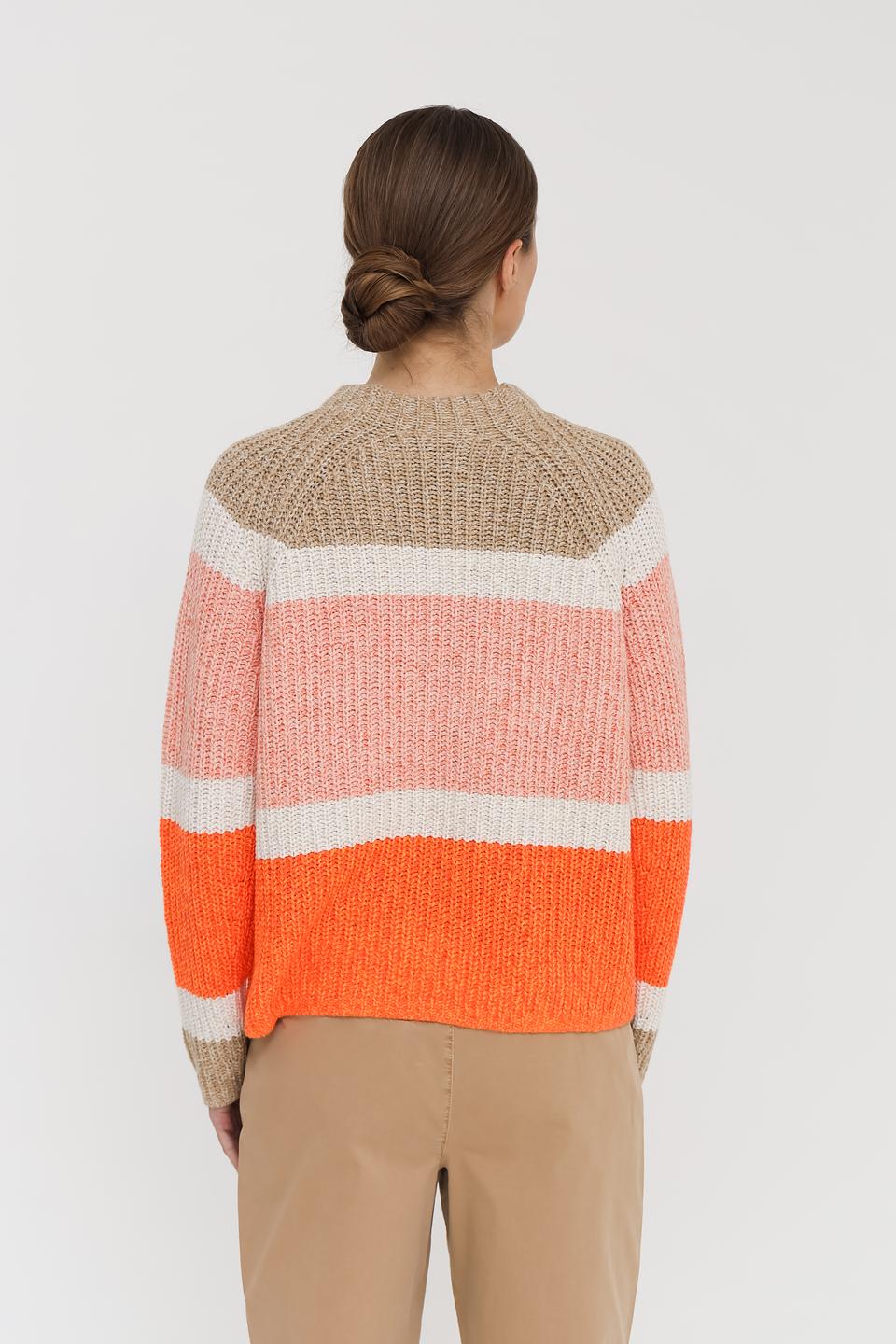 Пуловер Oui в полоску бежевый