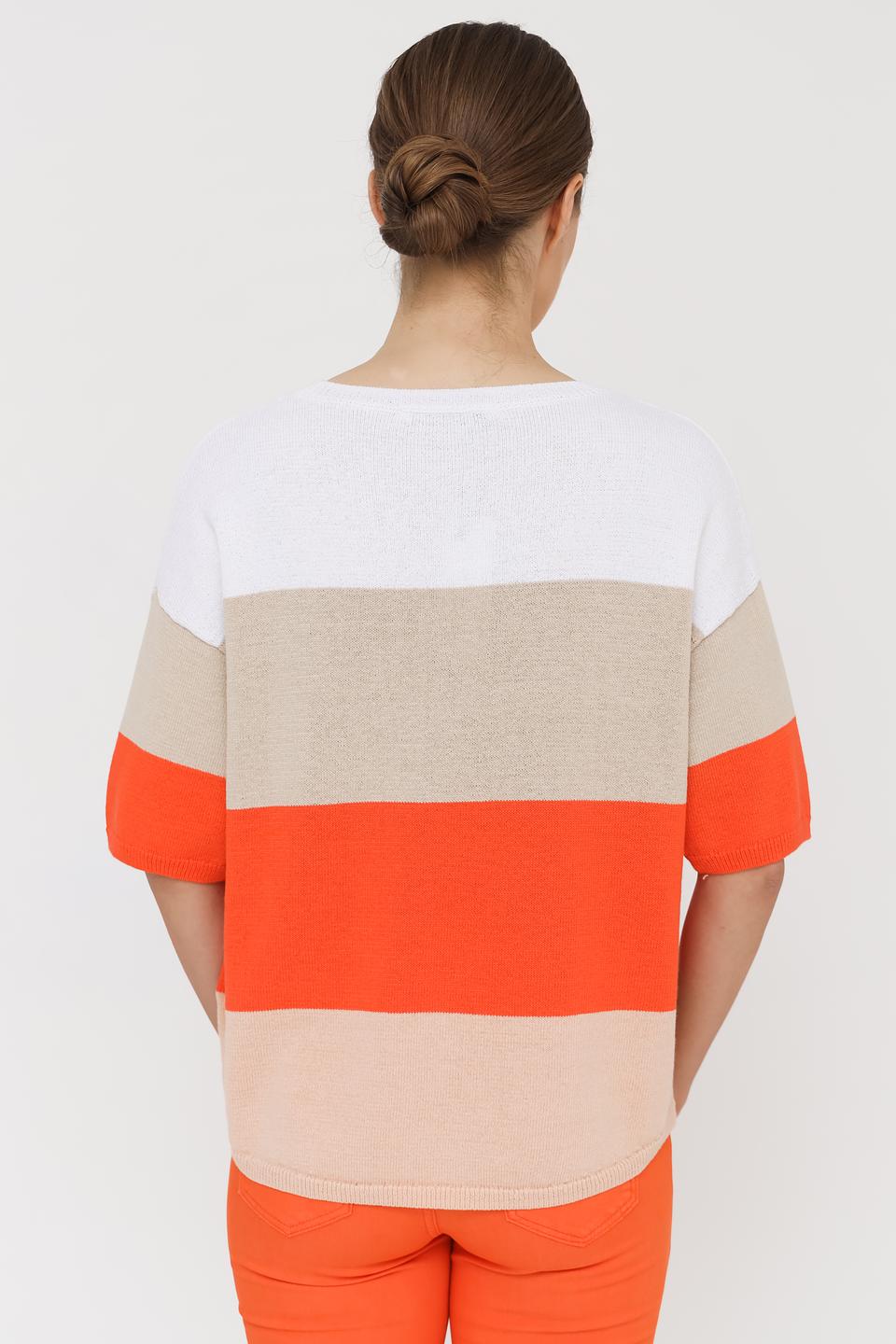 Пуловер Oui в полоску оранжевый