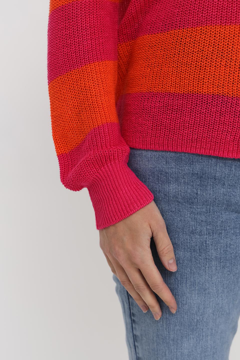 Пуловер Oui в полоску оранжевый