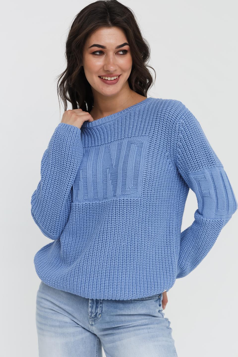 Пуловер Monari голубой с косами