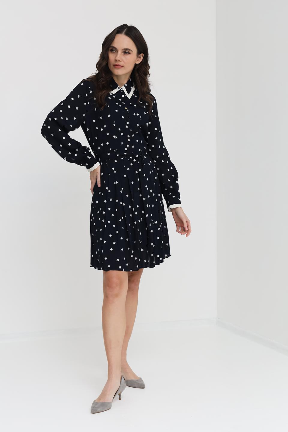 Платье i Blues в горошек чёрное