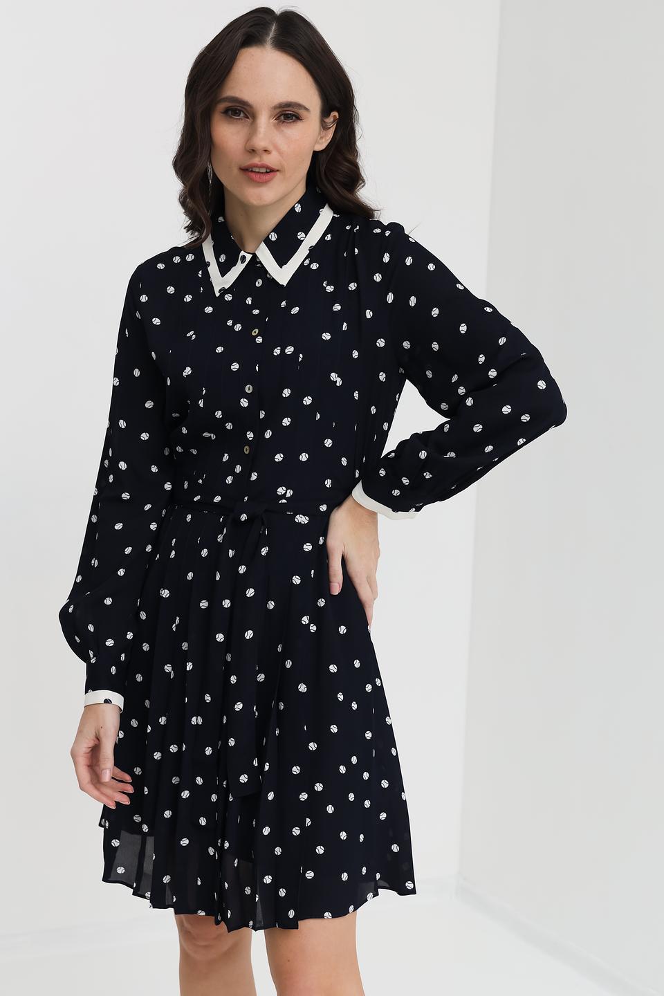 Платье i Blues в горошек чёрное