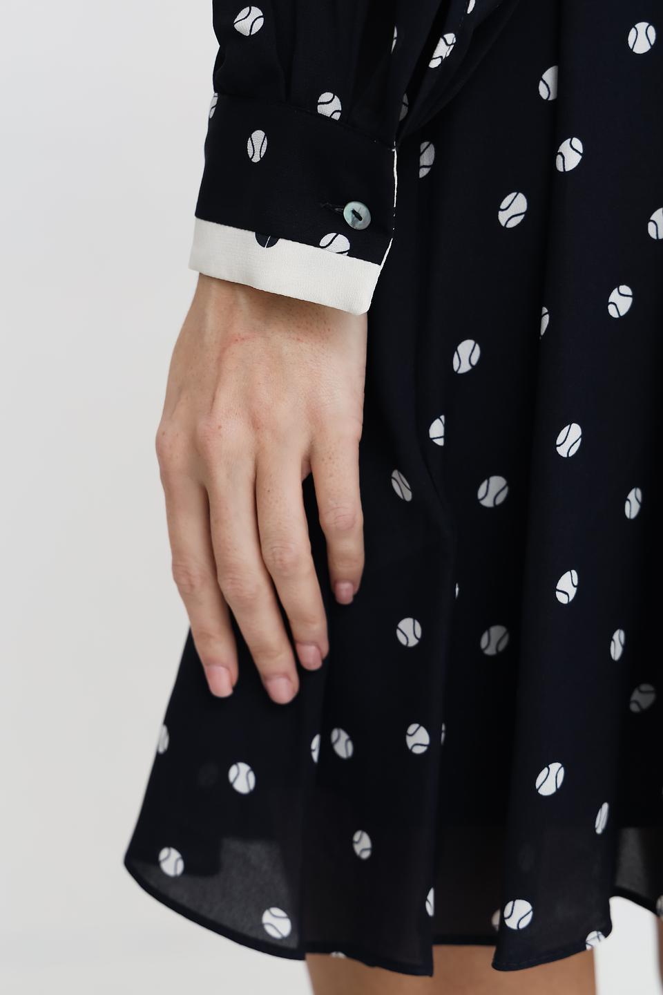 Платье i Blues в горошек чёрное