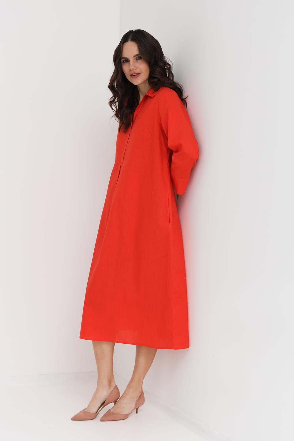 Платье рубашка UNQ алое