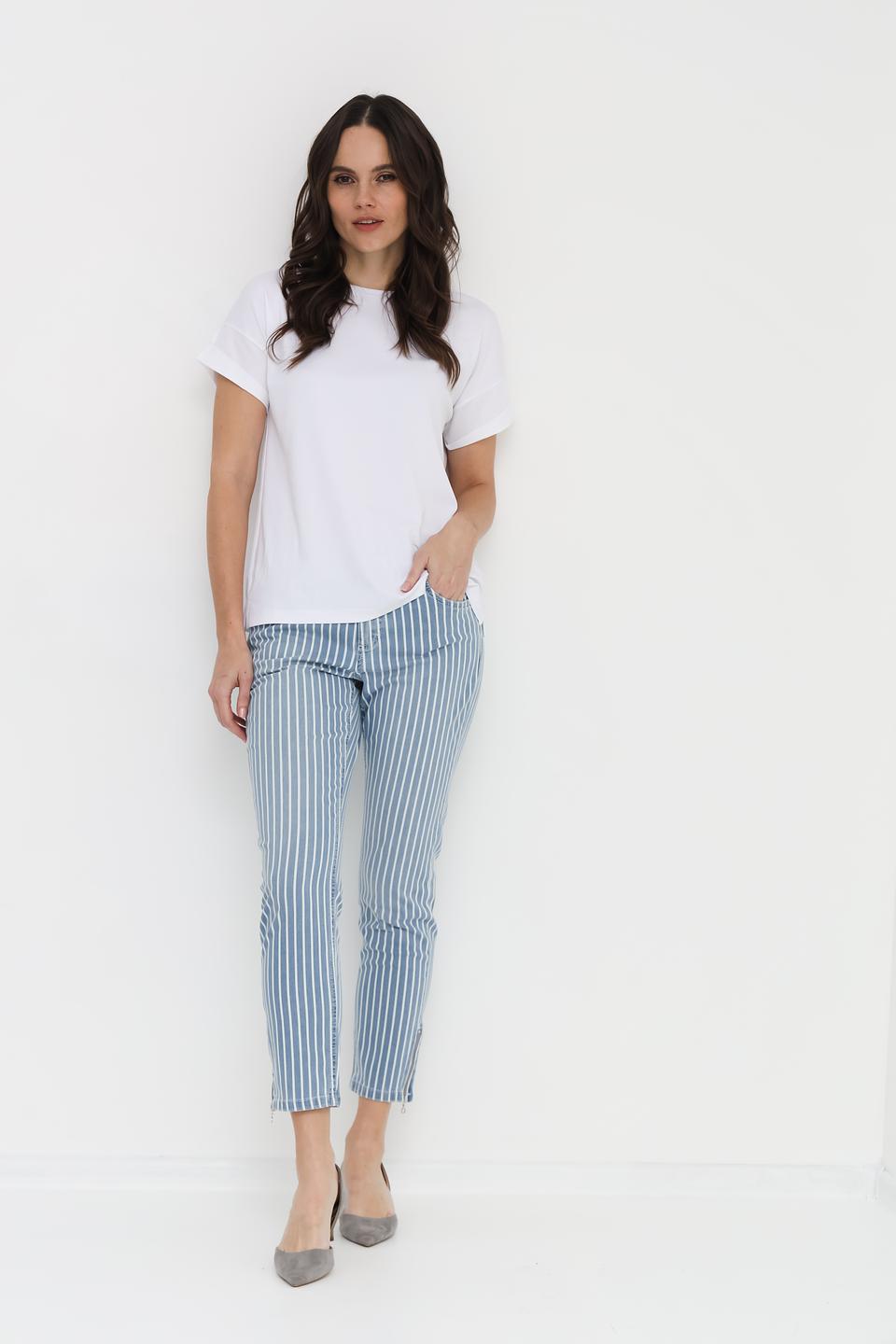 Джинсы Angels в полоску голубой