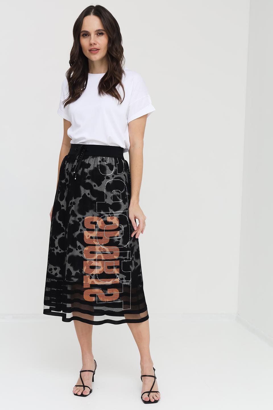 Футболка Marc Cain Collections белая с рукавами-манжетами