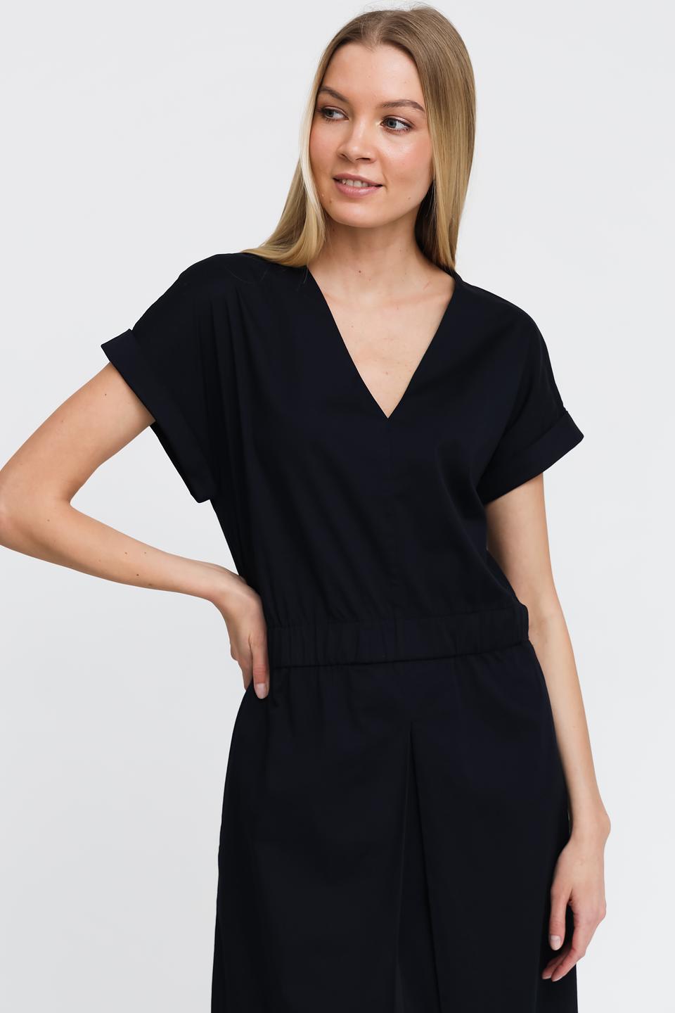 Платье Pezzo чёрное с V-образным вырезом