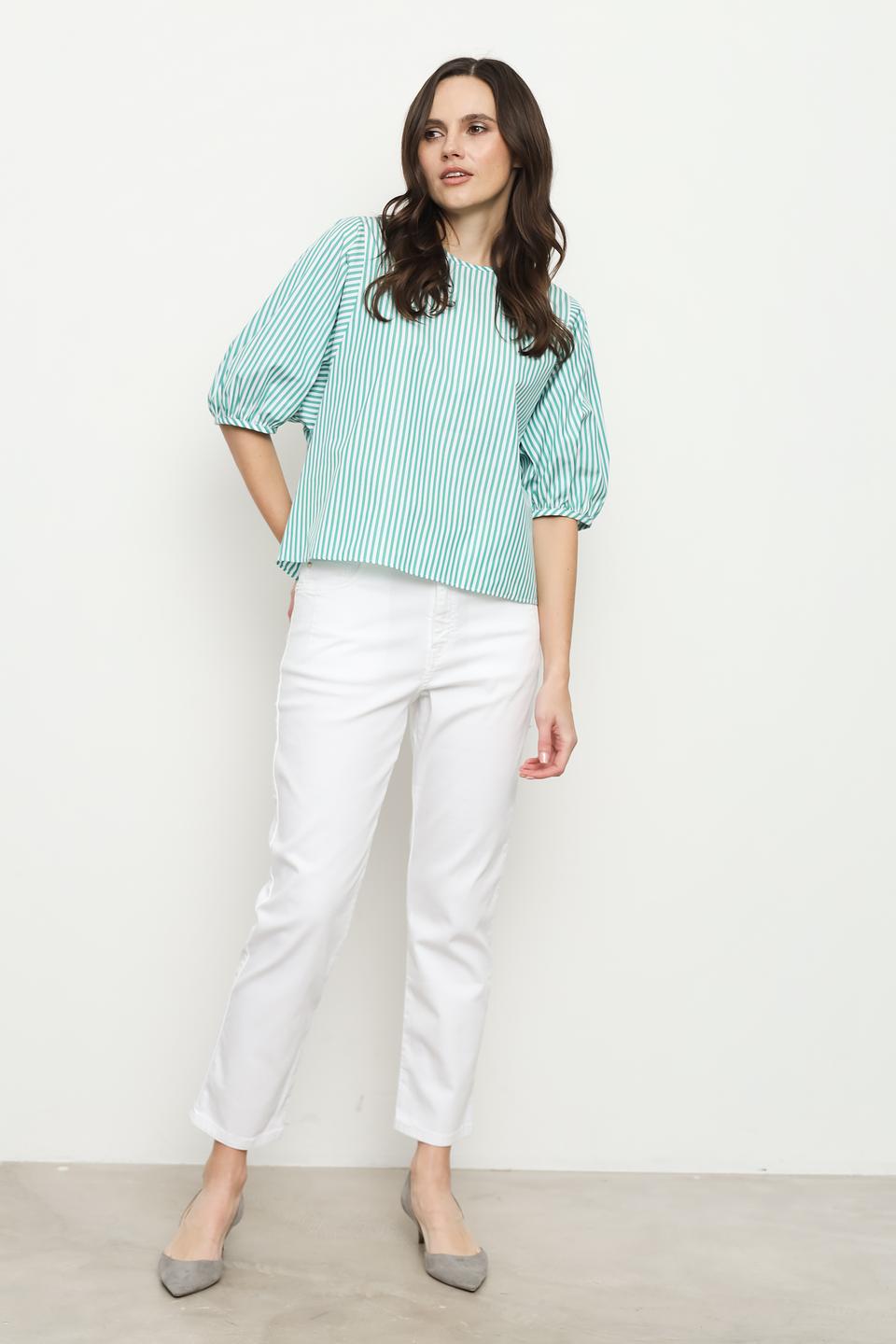 Блуза i Blues в полоску зелёная