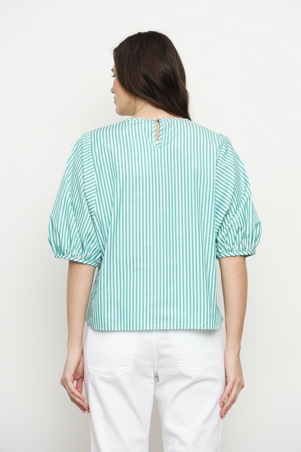 Блуза i Blues в полоску зелёная