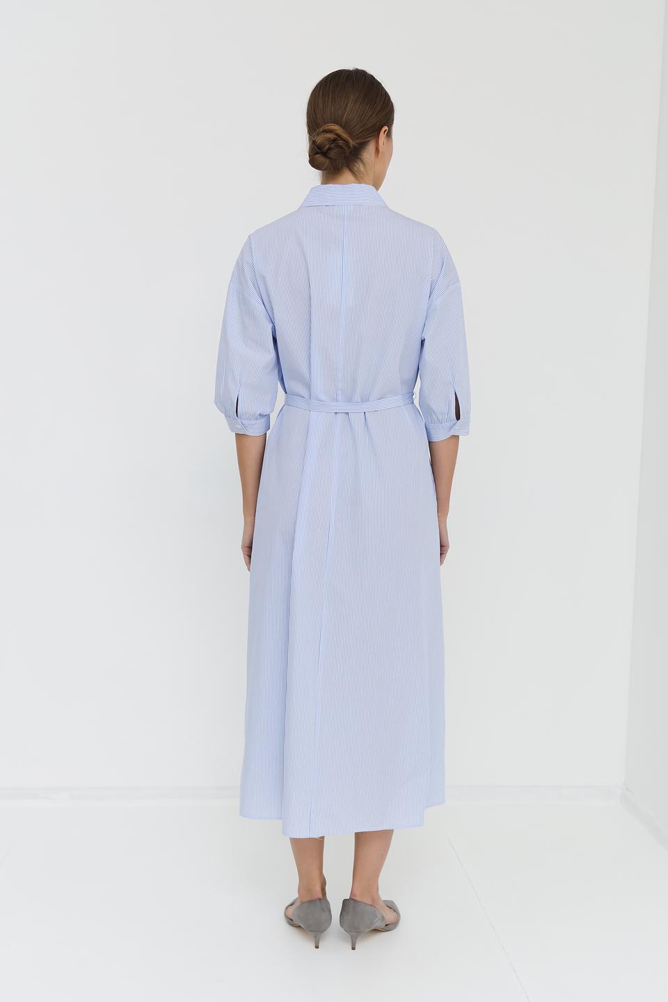 Платье рубашка UNQ в полоску голубое