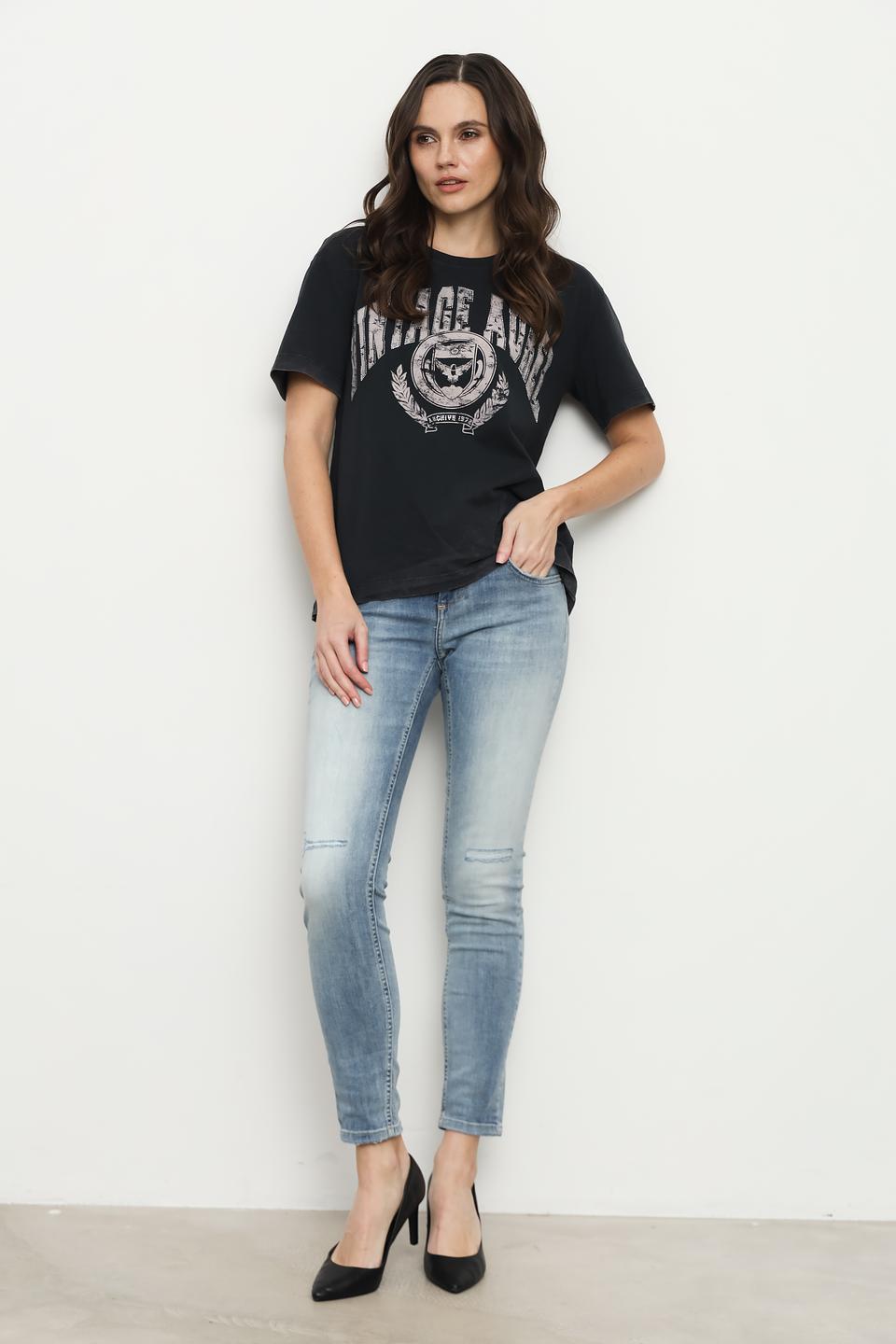 Джинсы с потертостями Zhrill голубые