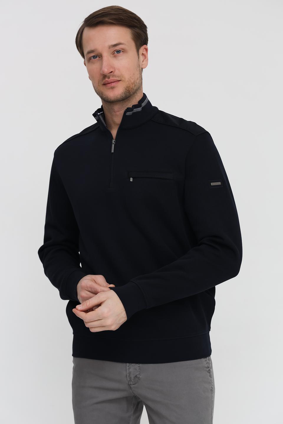 Пуловер Bugatti с молнией темно-синий