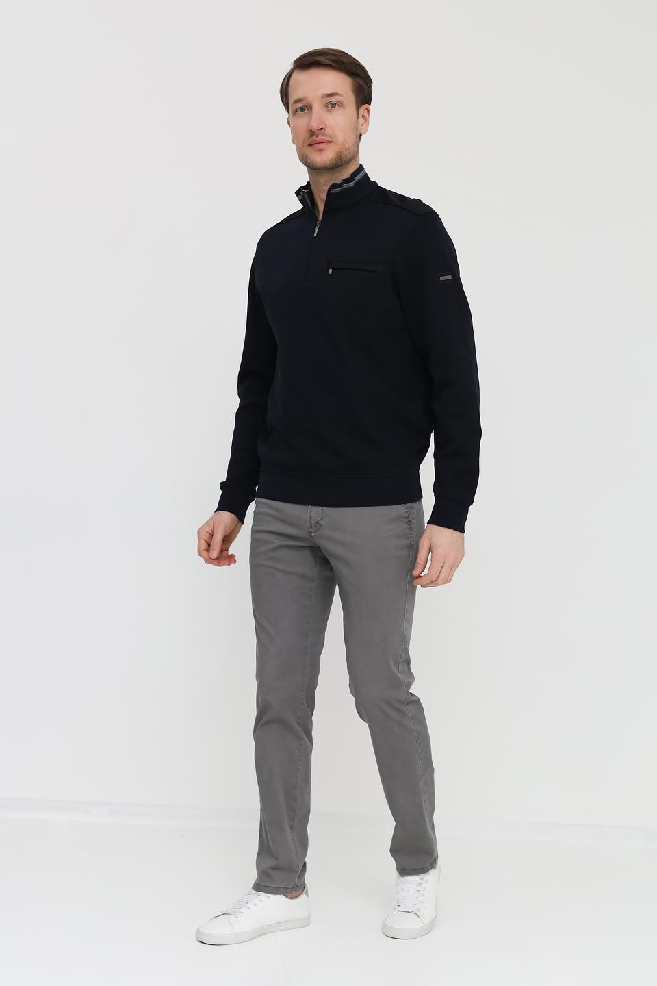 Пуловер Bugatti с молнией темно-синий