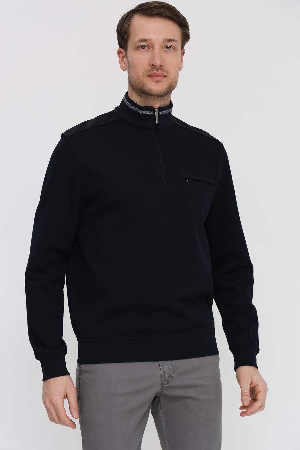 Пуловер Bugatti с молнией темно-синий