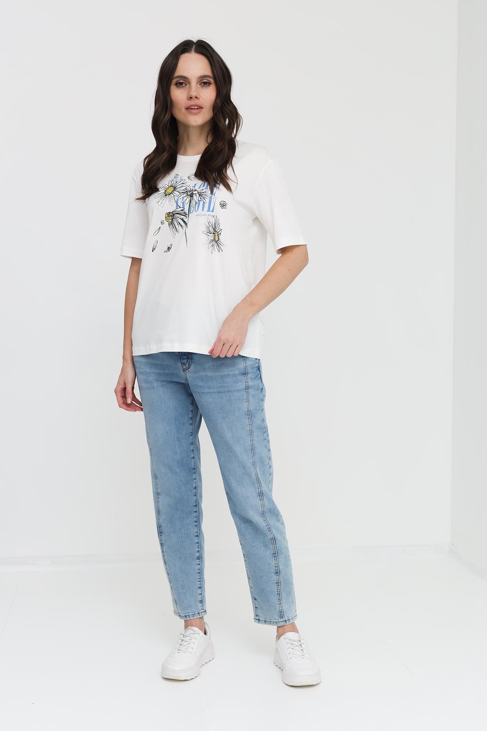 Джинсы Marc Cain с декоративной строчкой голубые