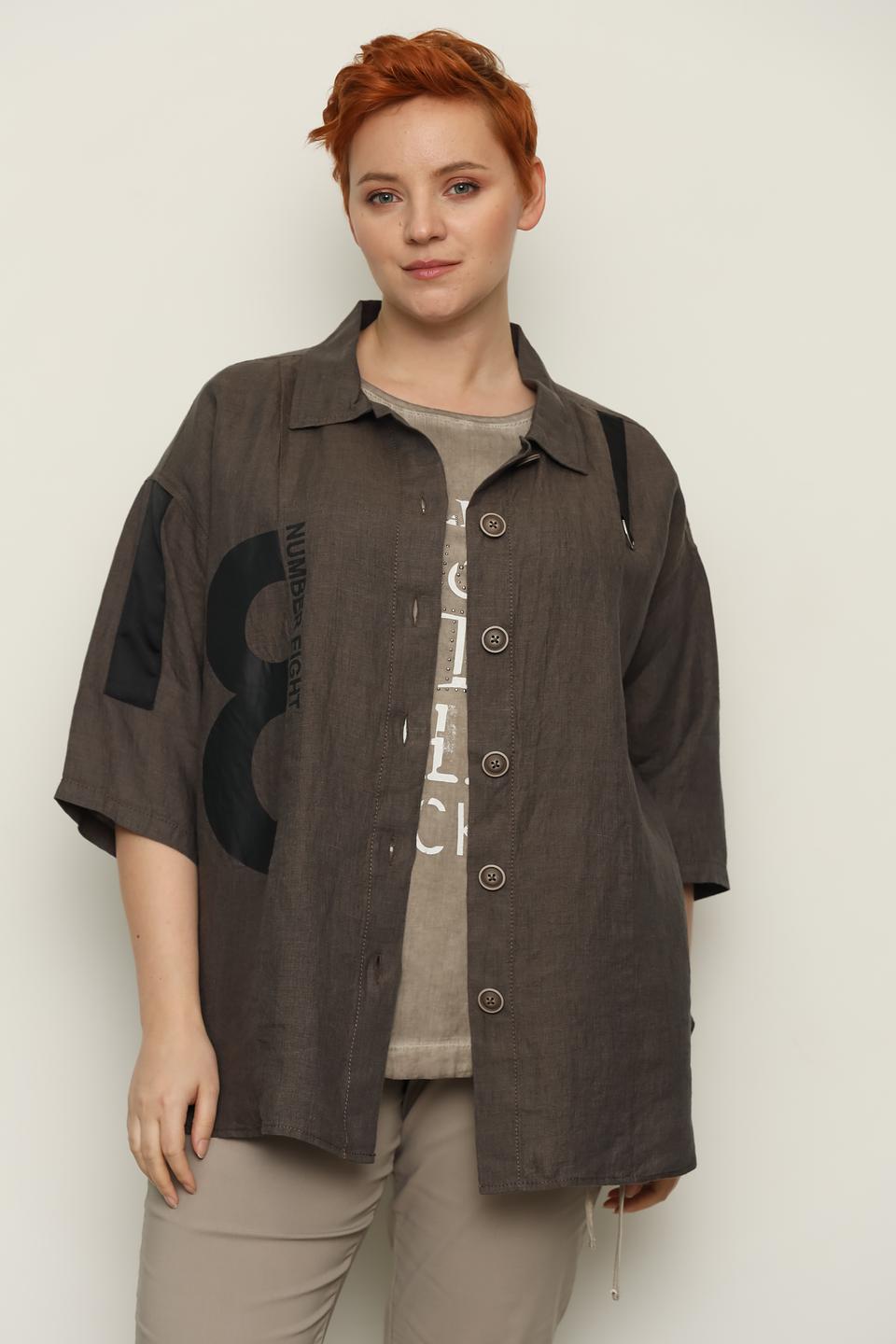 Рубашка оверсайз Doris Streich серая