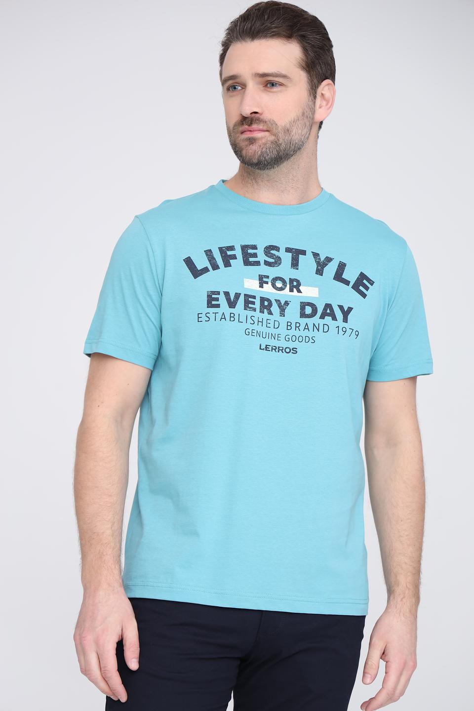 Футболка Lerros бирюзовая с принтом