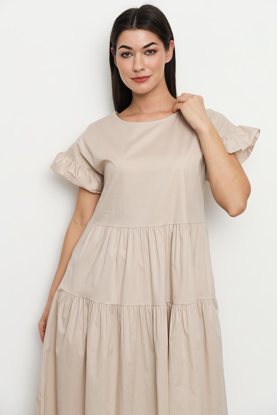 Платье Villa Reale бежевое с воланами