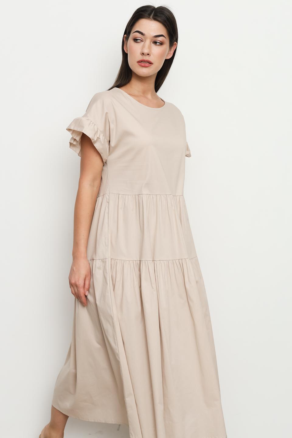 Платье Villa Reale бежевое с воланами