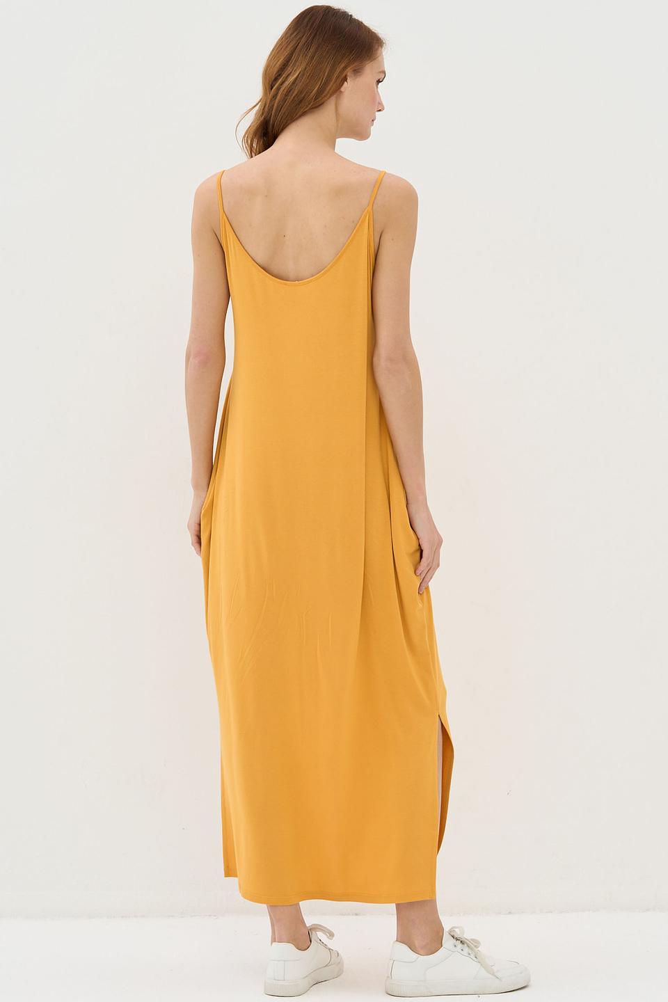 Платье VAY на бретелях горчичное