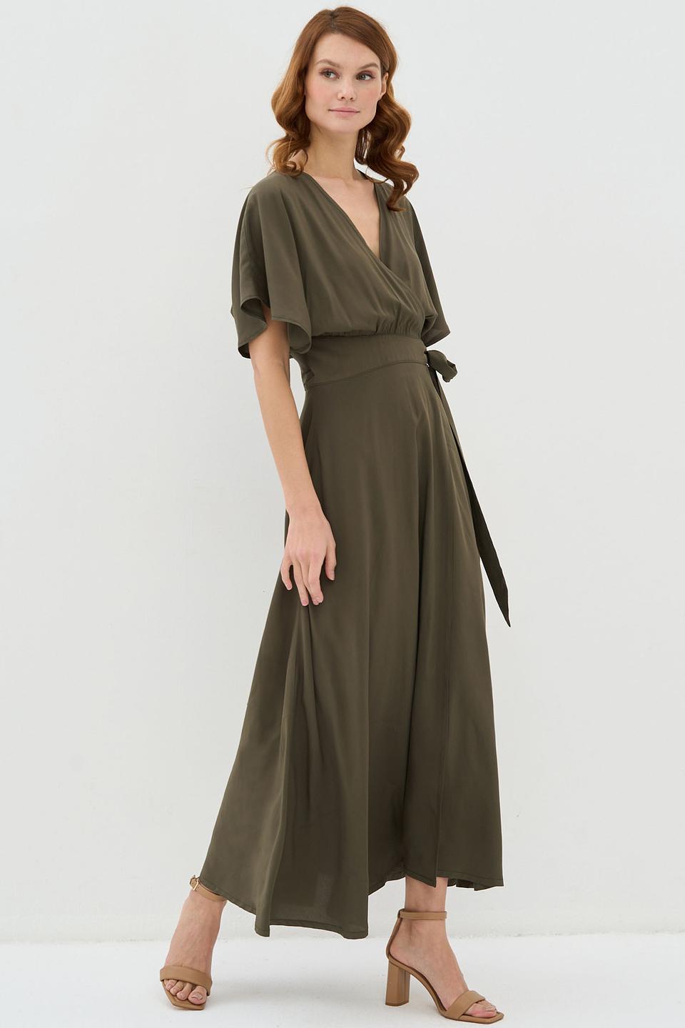 Платье VAY с запахом оливковое