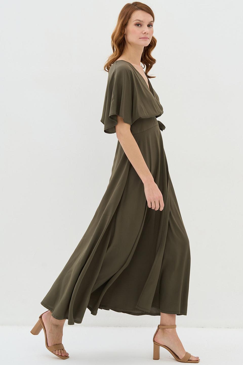 Платье VAY с запахом оливковое