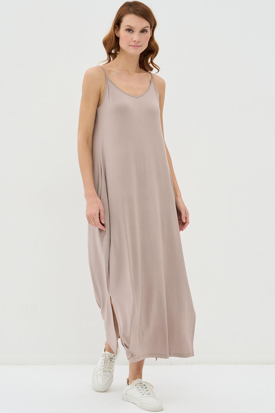 Платье VAY на бретелях бежевое