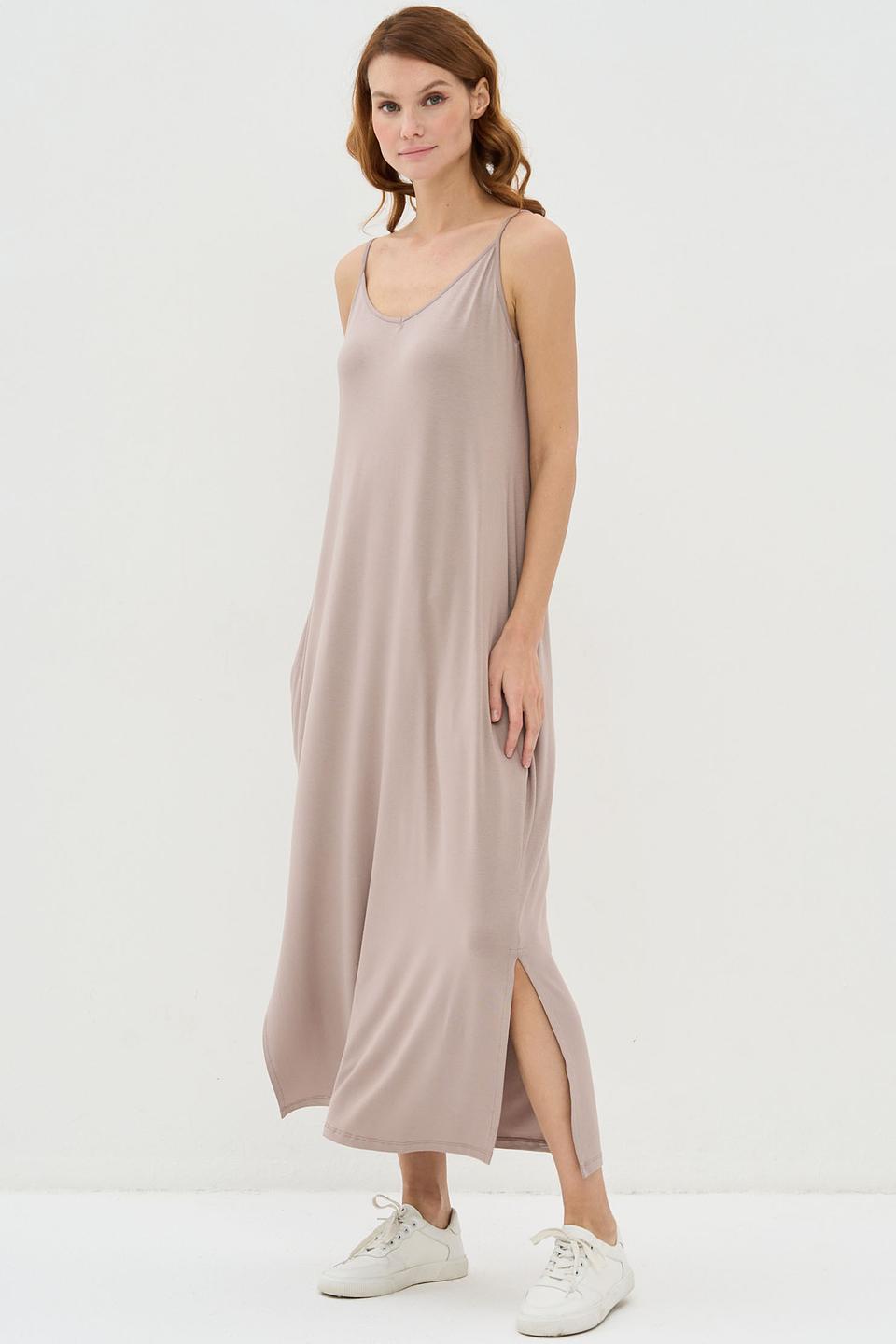 Платье VAY на бретелях бежевое